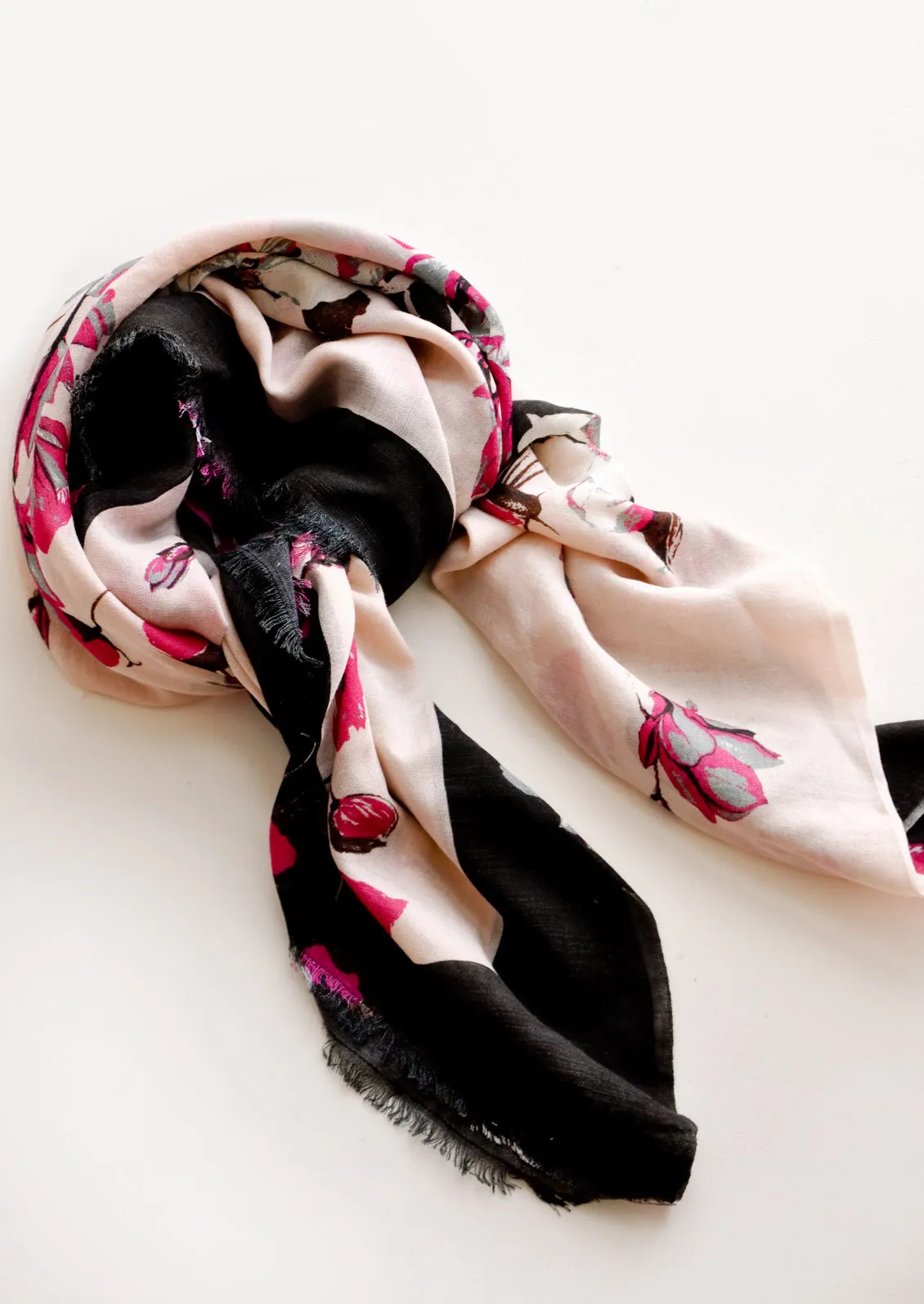 Blooming Dogwood Wool-Silk Scarf