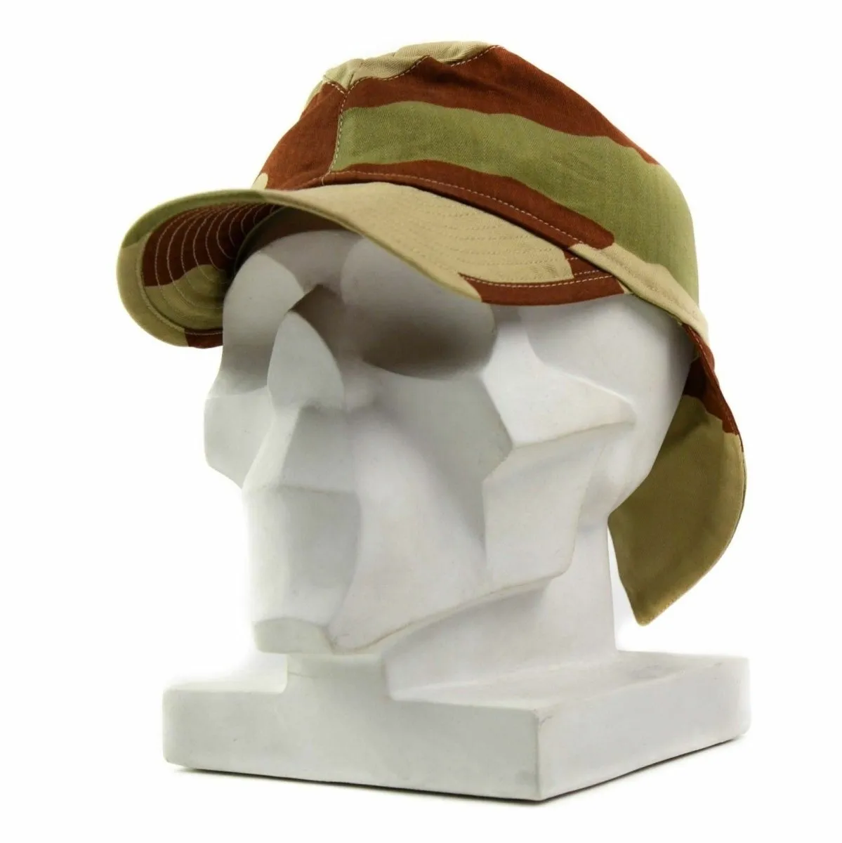 Genuine French France army combat cap Swallowtail hat desert camo with neck flap