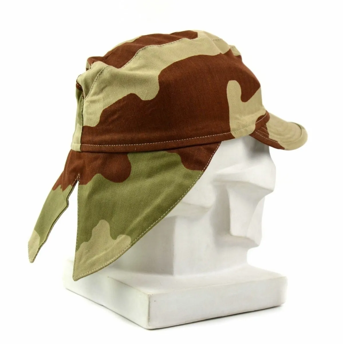 Genuine French France army combat cap Swallowtail hat desert camo with neck flap