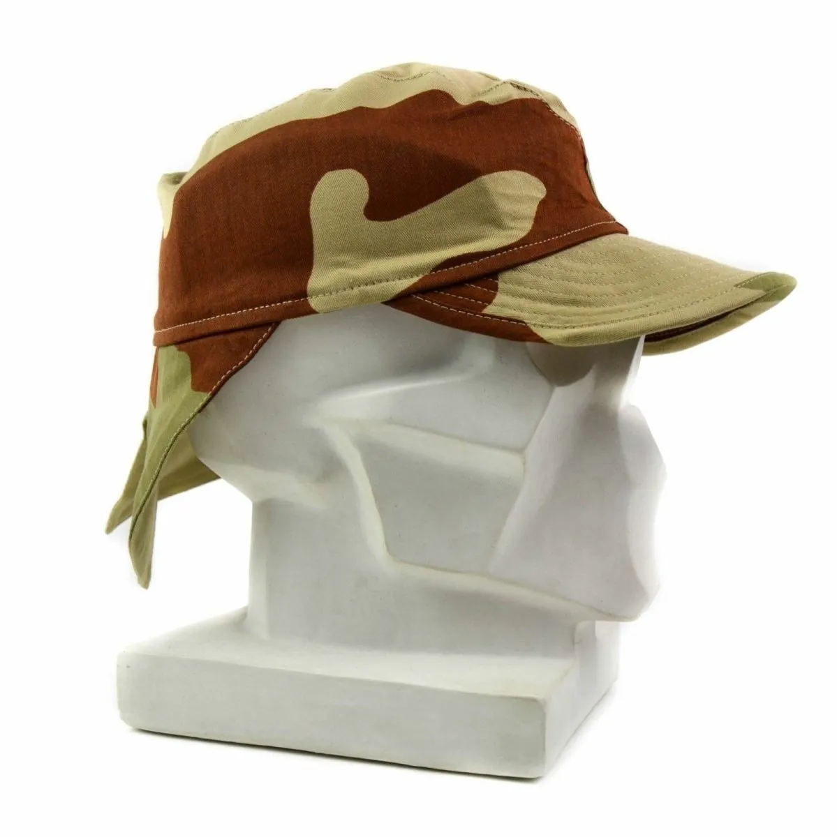 Genuine French France army combat cap Swallowtail hat desert camo with neck flap