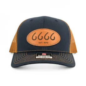 Leather Patch Trucker Navy/Caramel