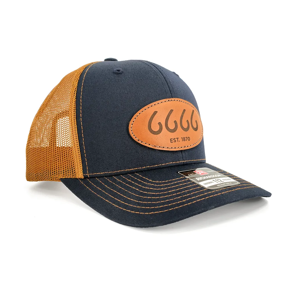 Leather Patch Trucker Navy/Caramel
