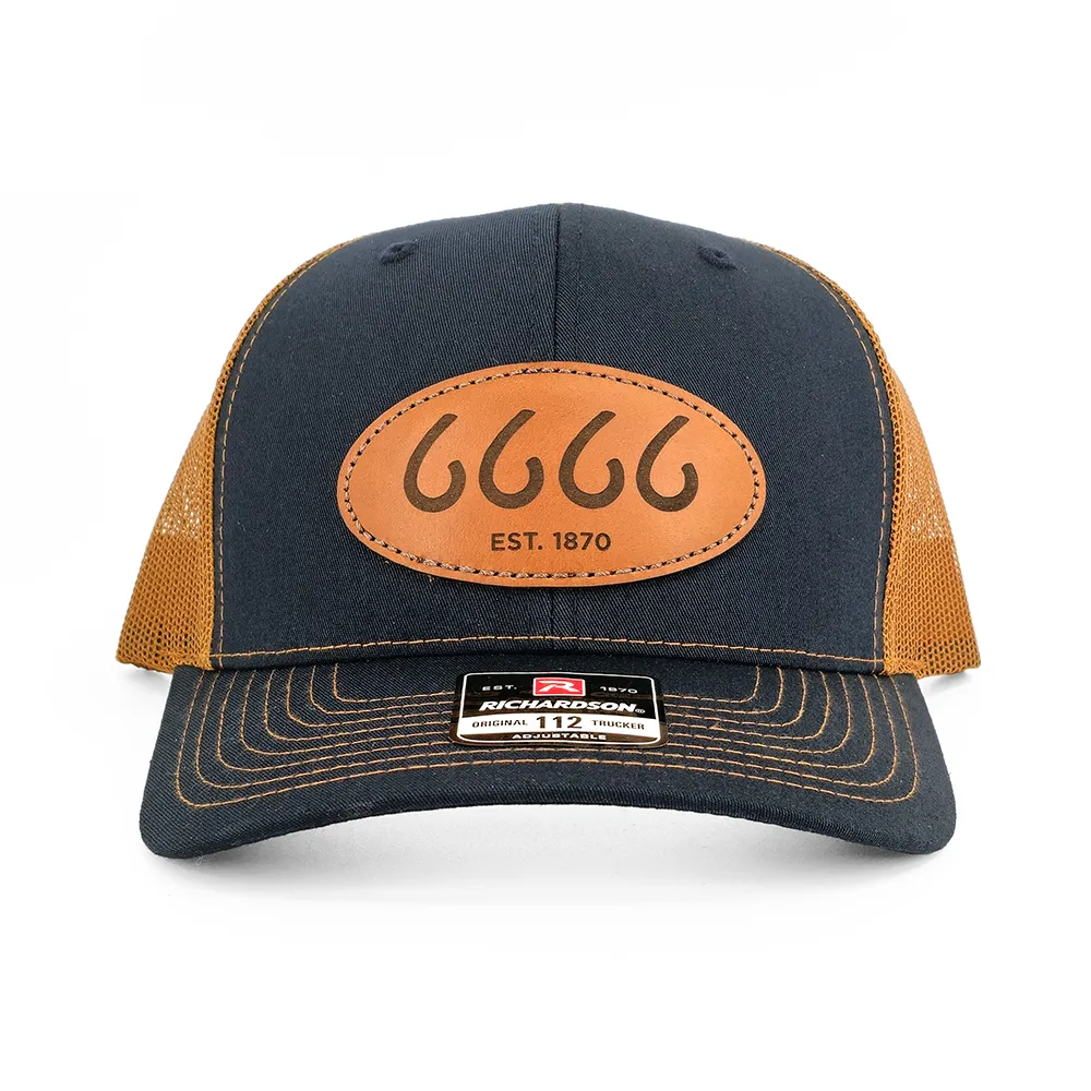 Leather Patch Trucker Navy/Caramel