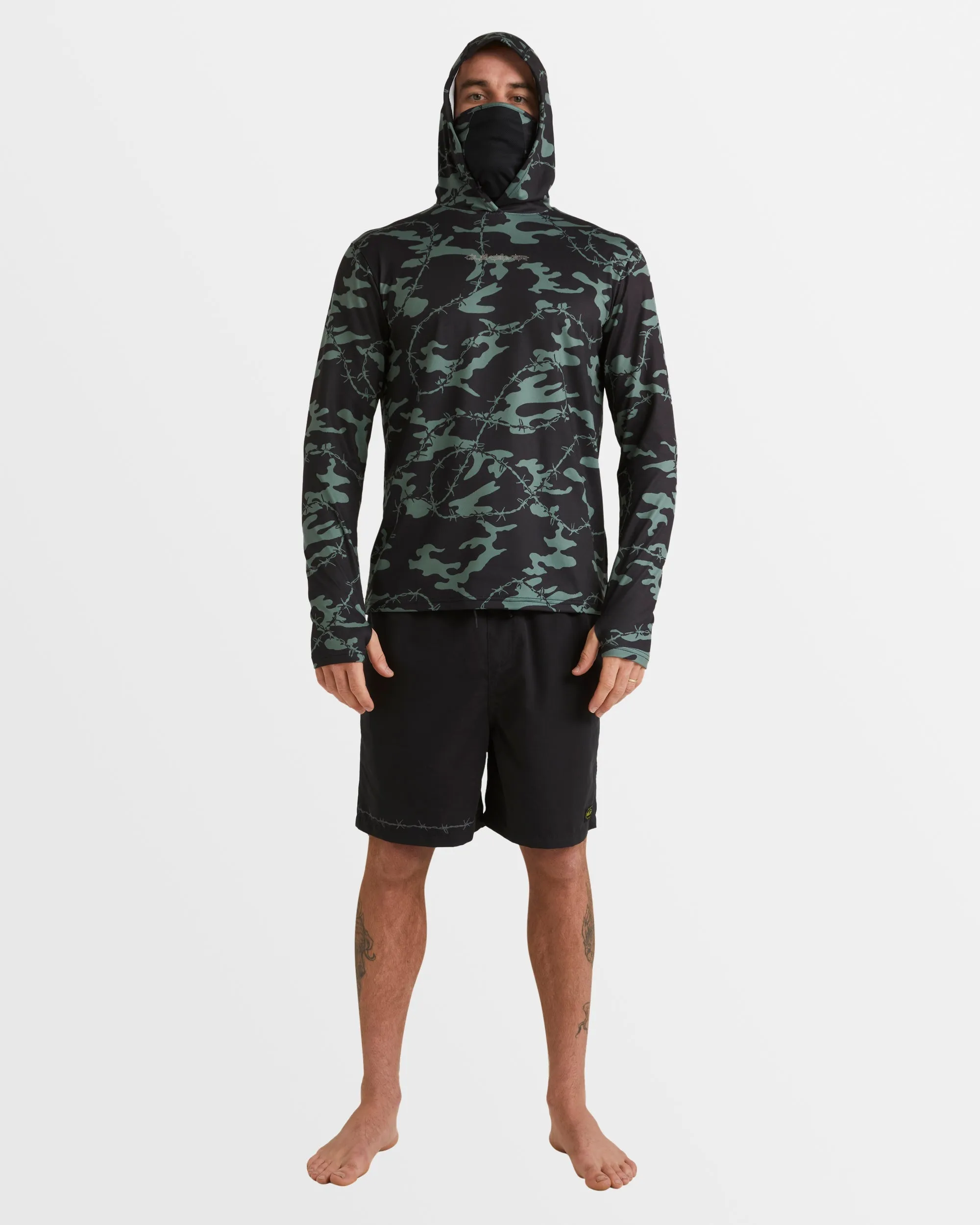Mens Mikey Hooded Long Sleeve UPF 50 Rash Guard