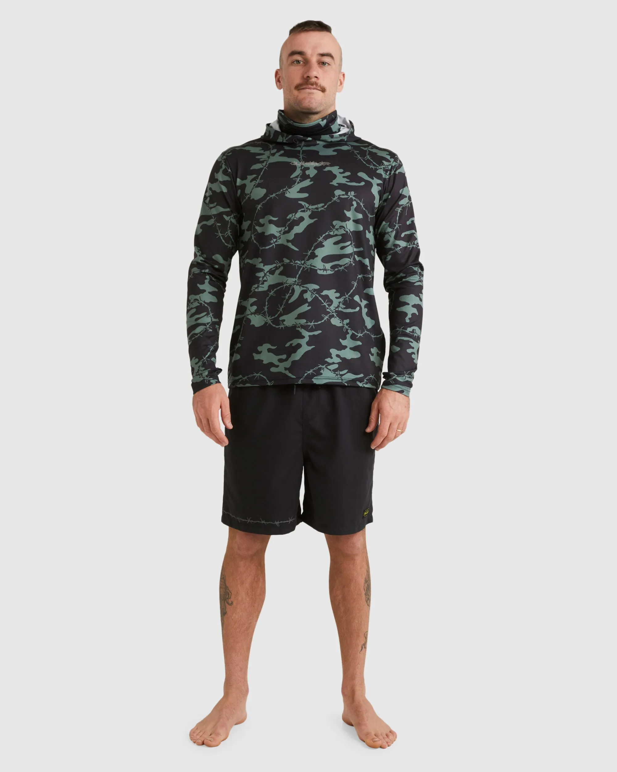 Mens Mikey Hooded Long Sleeve UPF 50 Rash Guard