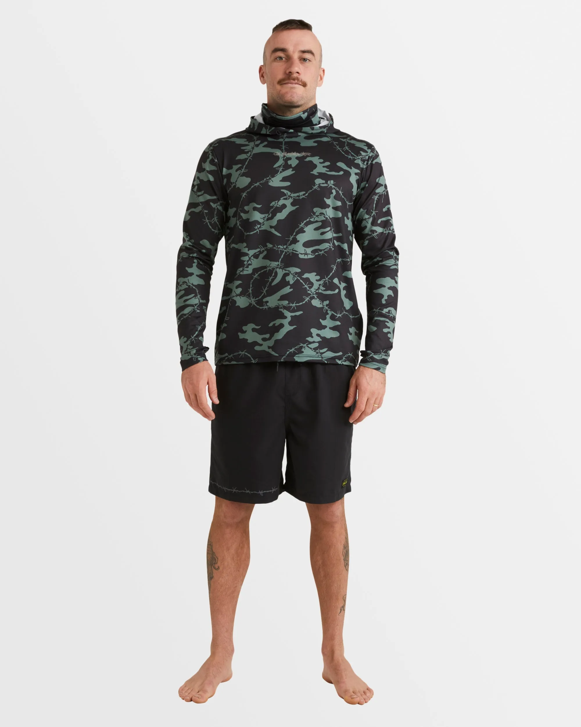 Mens Mikey Hooded Long Sleeve UPF 50 Rash Guard