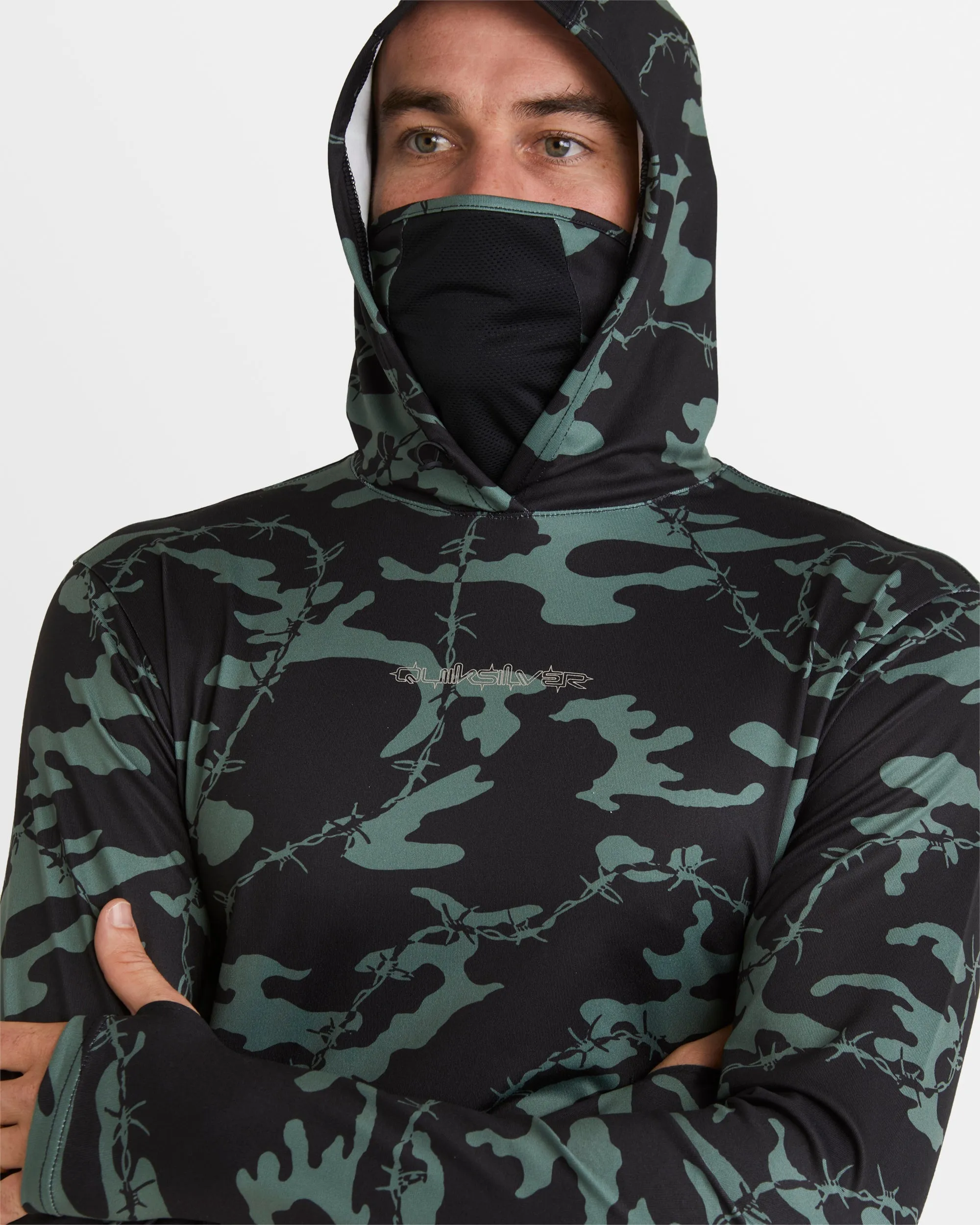 Mens Mikey Hooded Long Sleeve UPF 50 Rash Guard