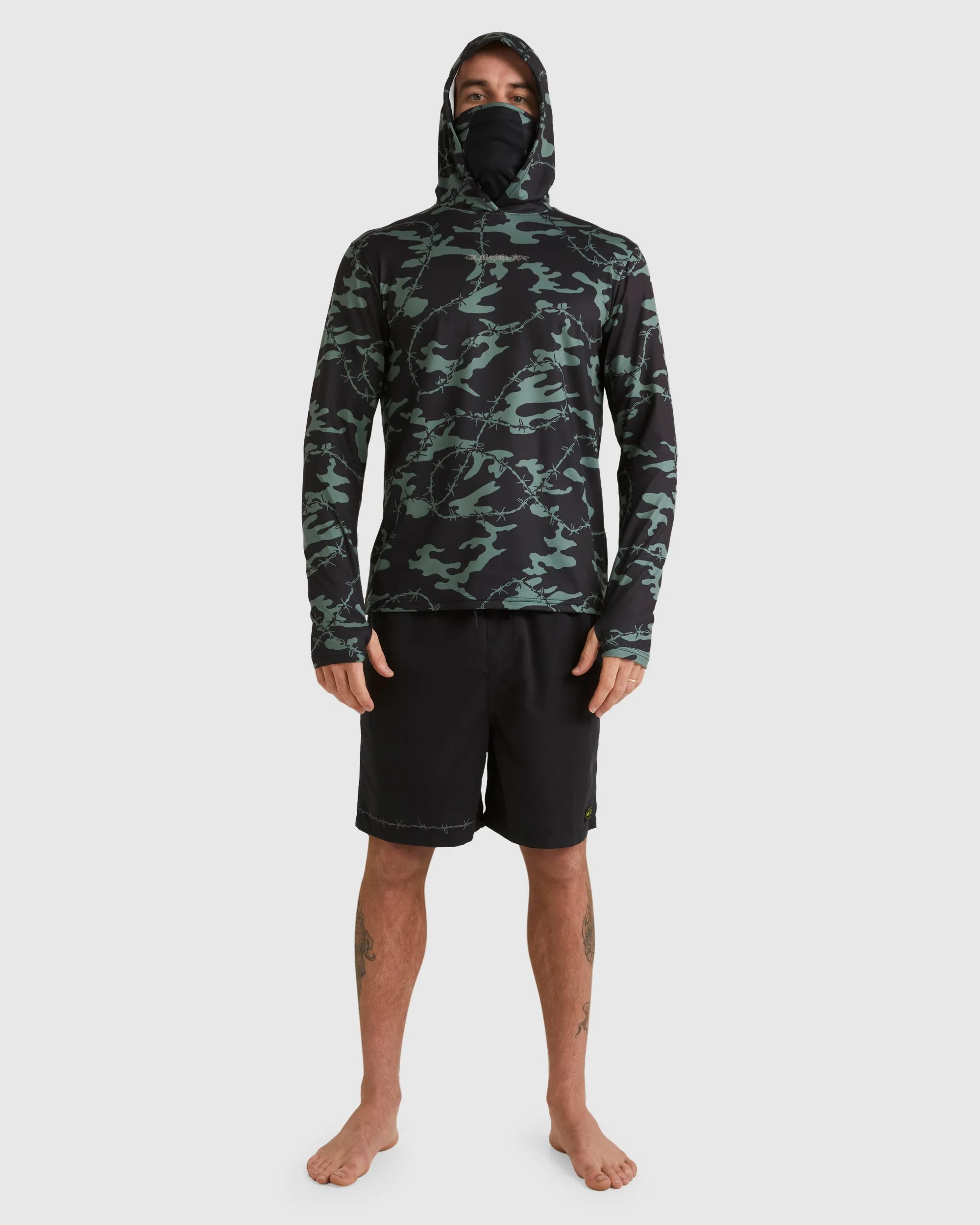 Mens Mikey Hooded Long Sleeve UPF 50 Rash Guard