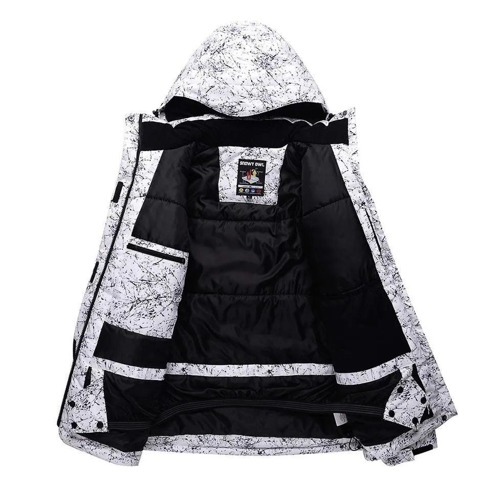 Men's Unisex Snowy Owl Mountain Waterproof Hooded Ski Jacket