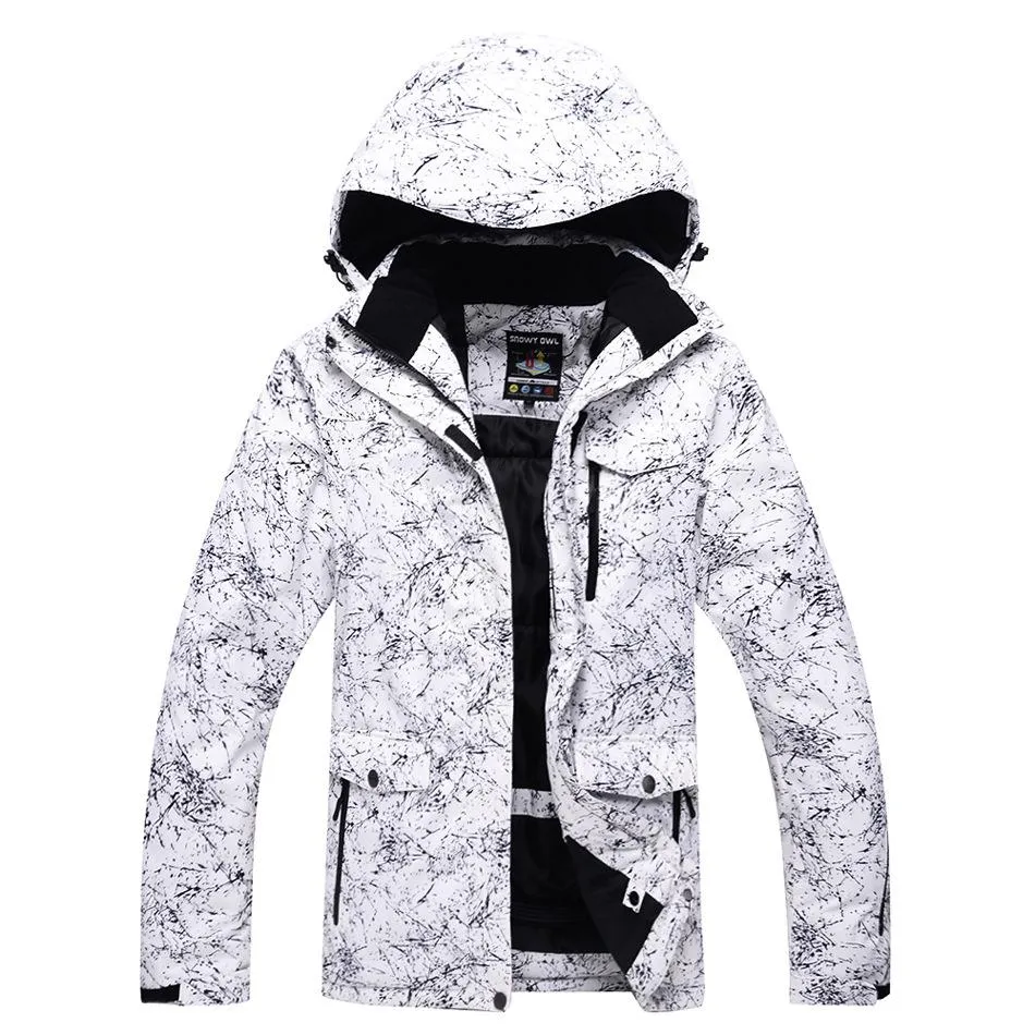 Men's Unisex Snowy Owl Mountain Waterproof Hooded Ski Jacket
