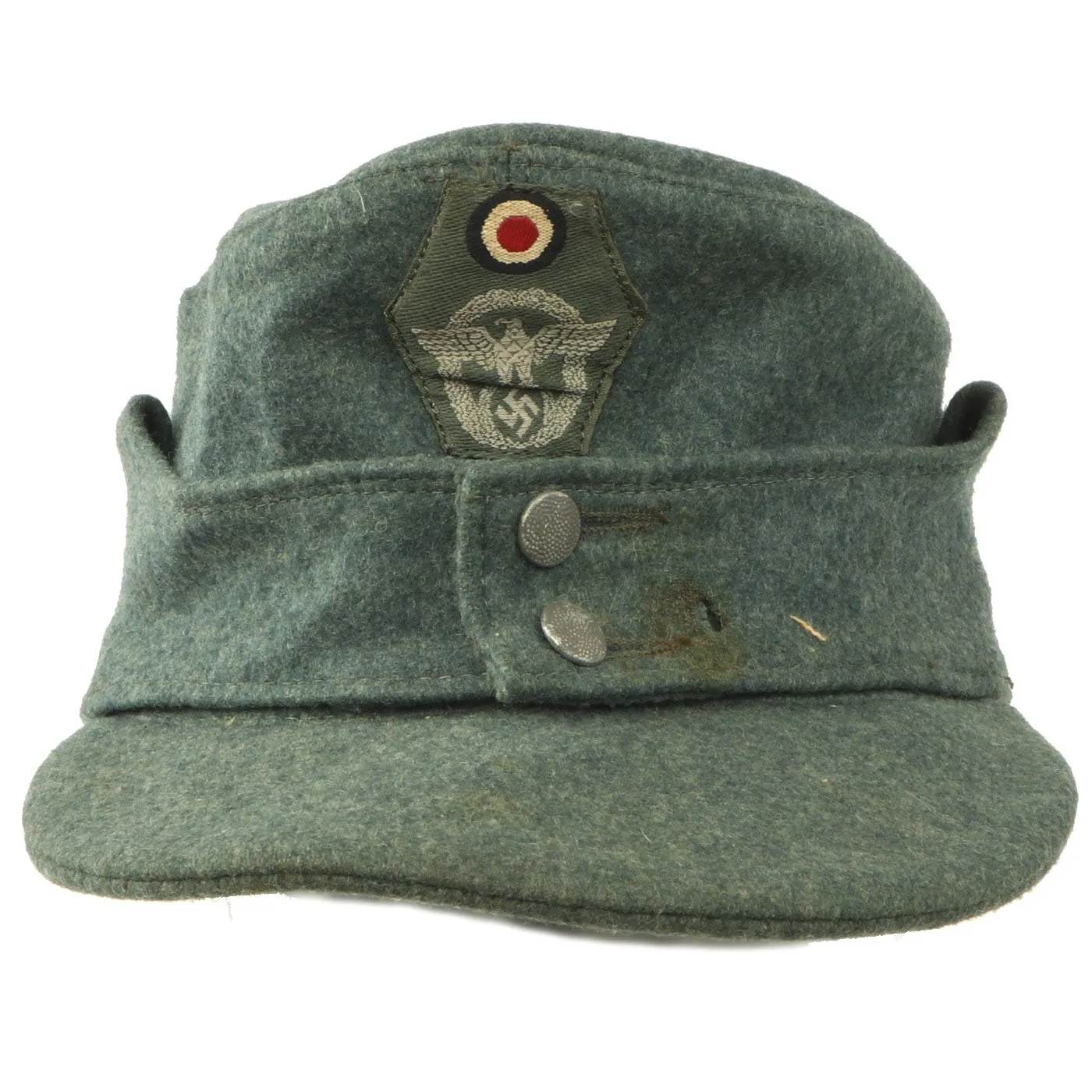 Original German WWII Civic Protection Police Model 43 Feldmütze Field Cap - Size 55