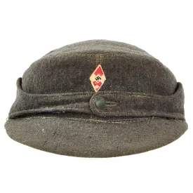 Original German WWII HJ Flak Helper M43 Feldmütze Field Cap in size 58 - dated 1944