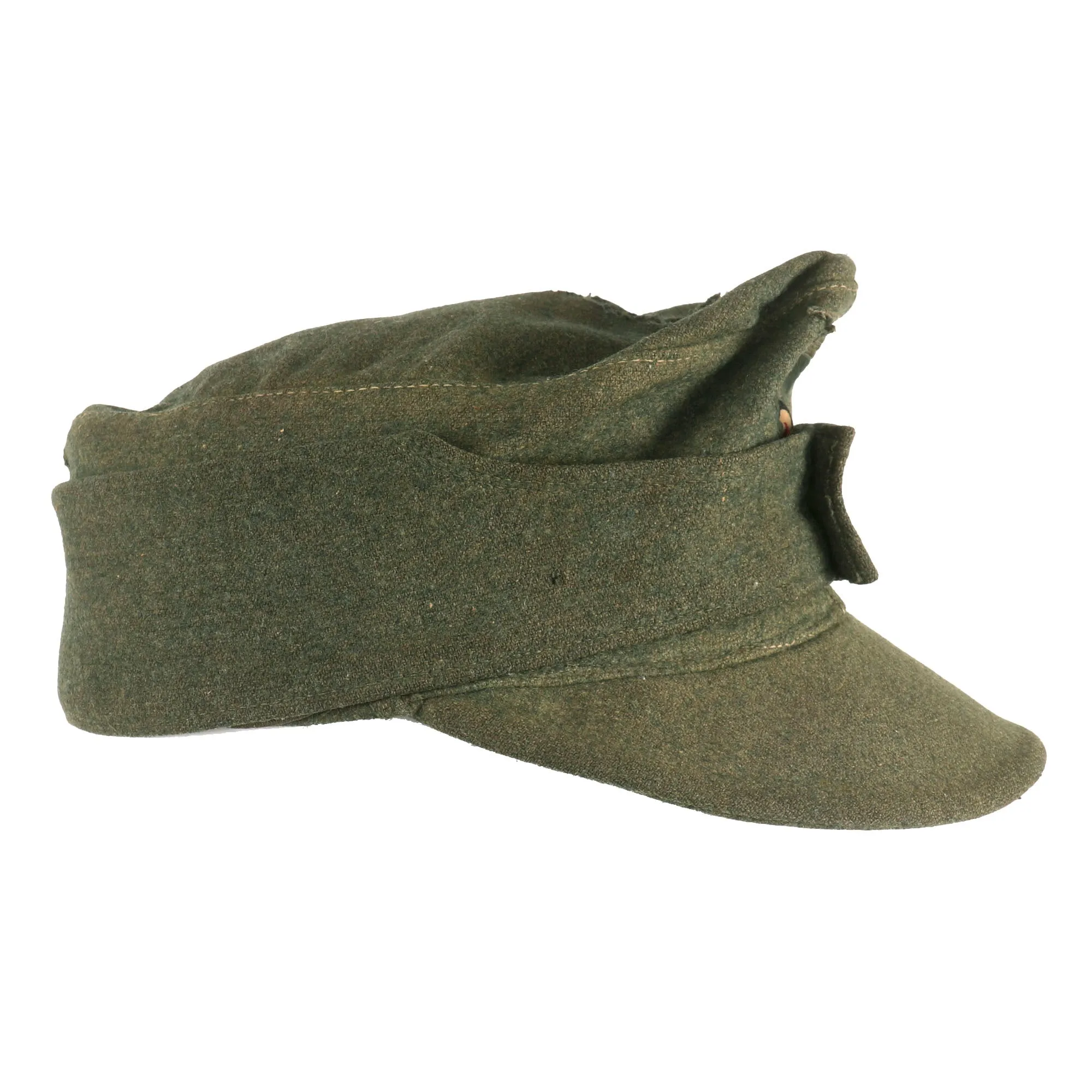 Original German WWII Service Worn M43 Heer Army Feldmütze Field Cap with Period Repairs