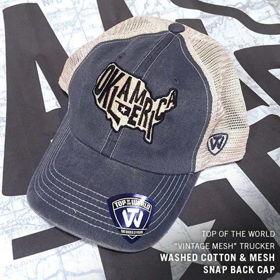 "Oklamerica" Vintage Mesh Snap-Back Cap
