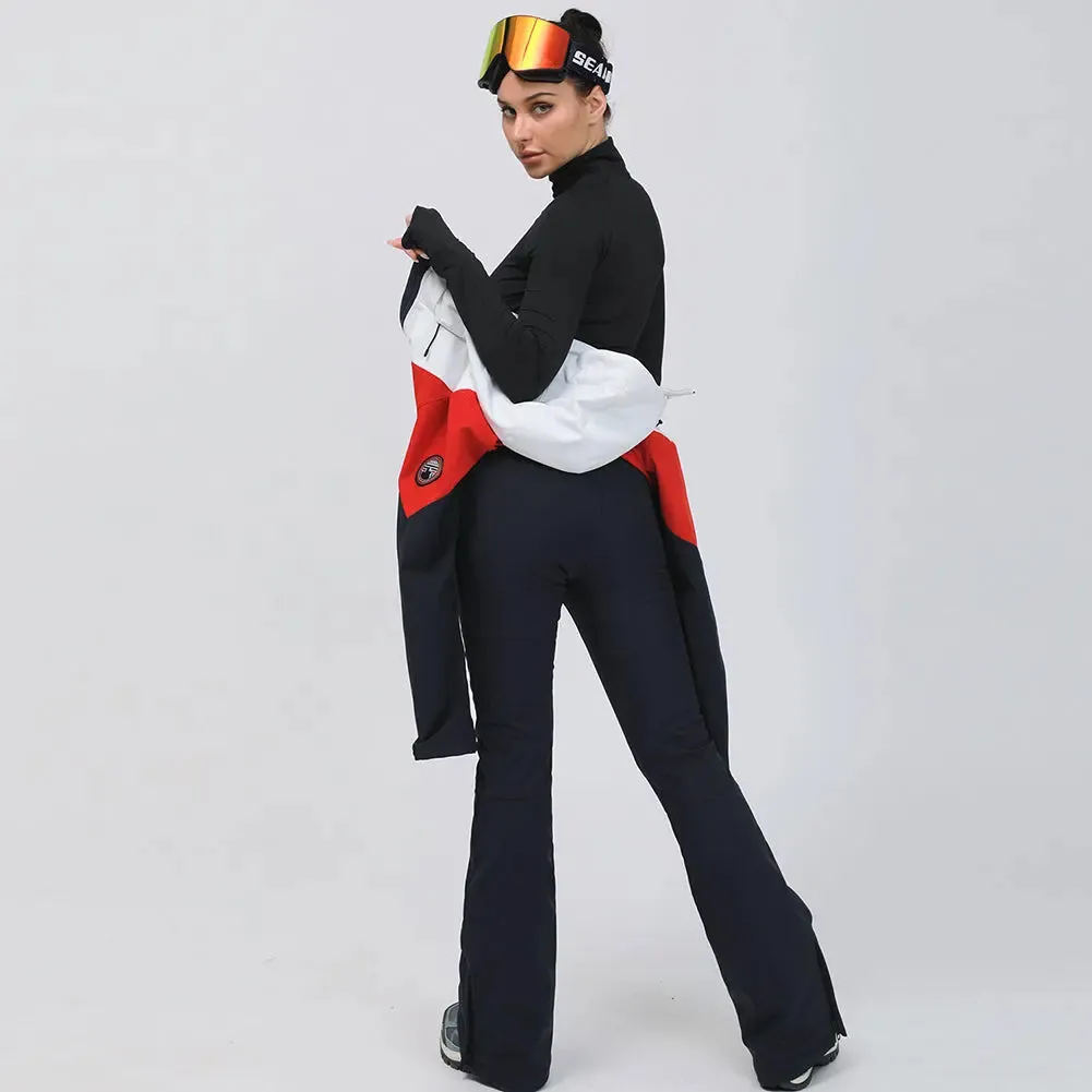 Retro Women One Piece Ski Jumpsuits New Slim Fit Snowsuits 