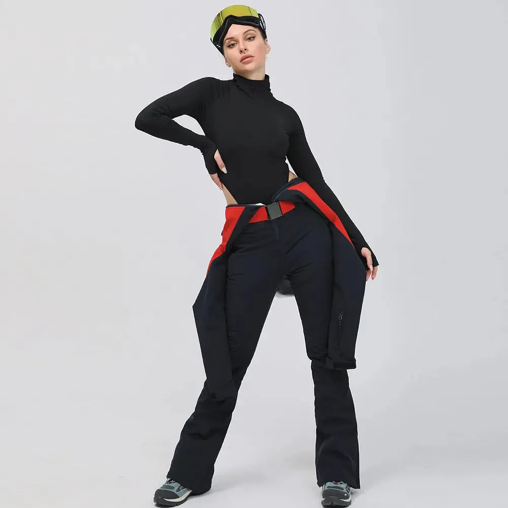 Retro Women One Piece Ski Jumpsuits New Slim Fit Snowsuits 