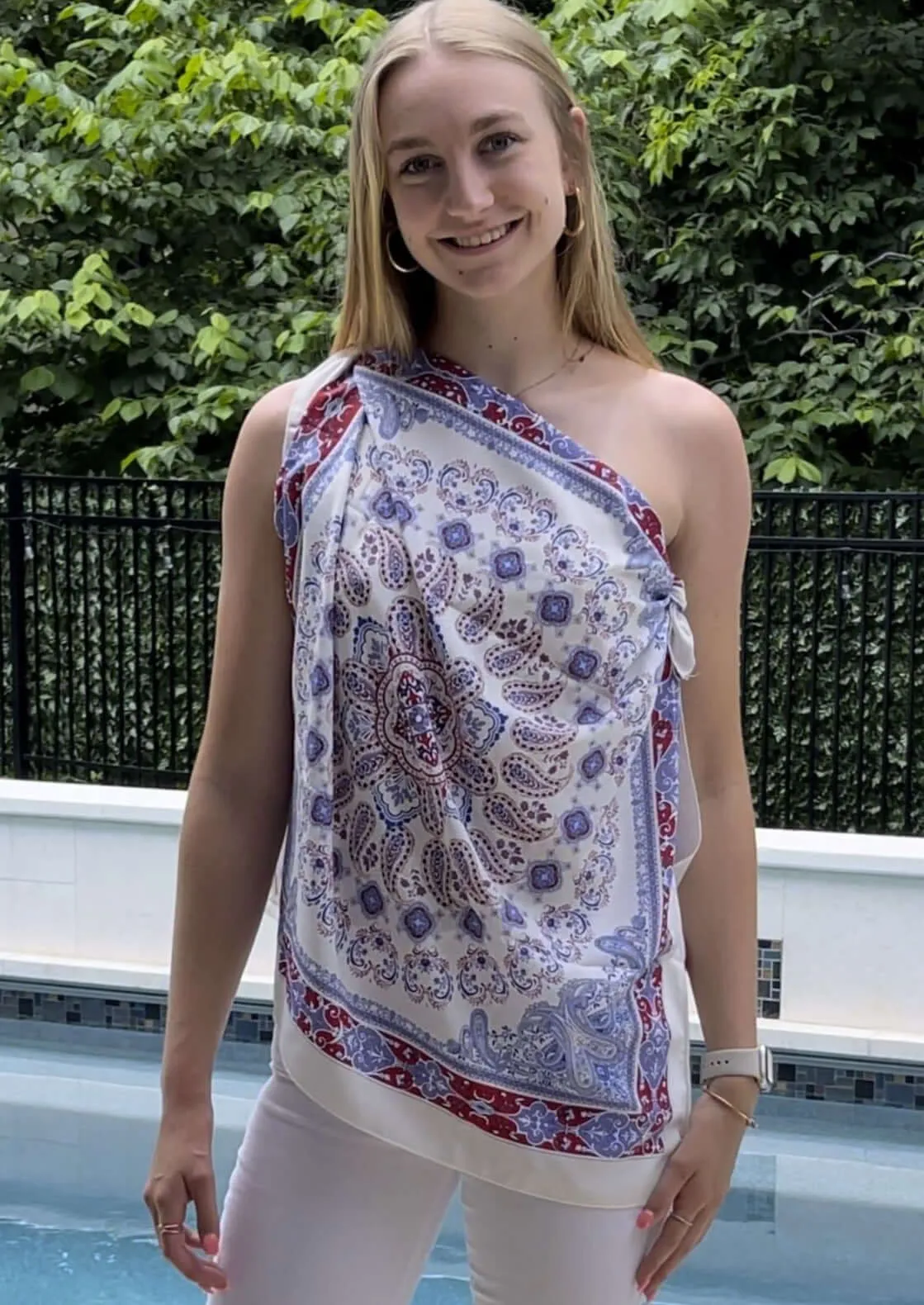 Scarf Print Versatile Summer Top Made in USA - Clearance Final Sale