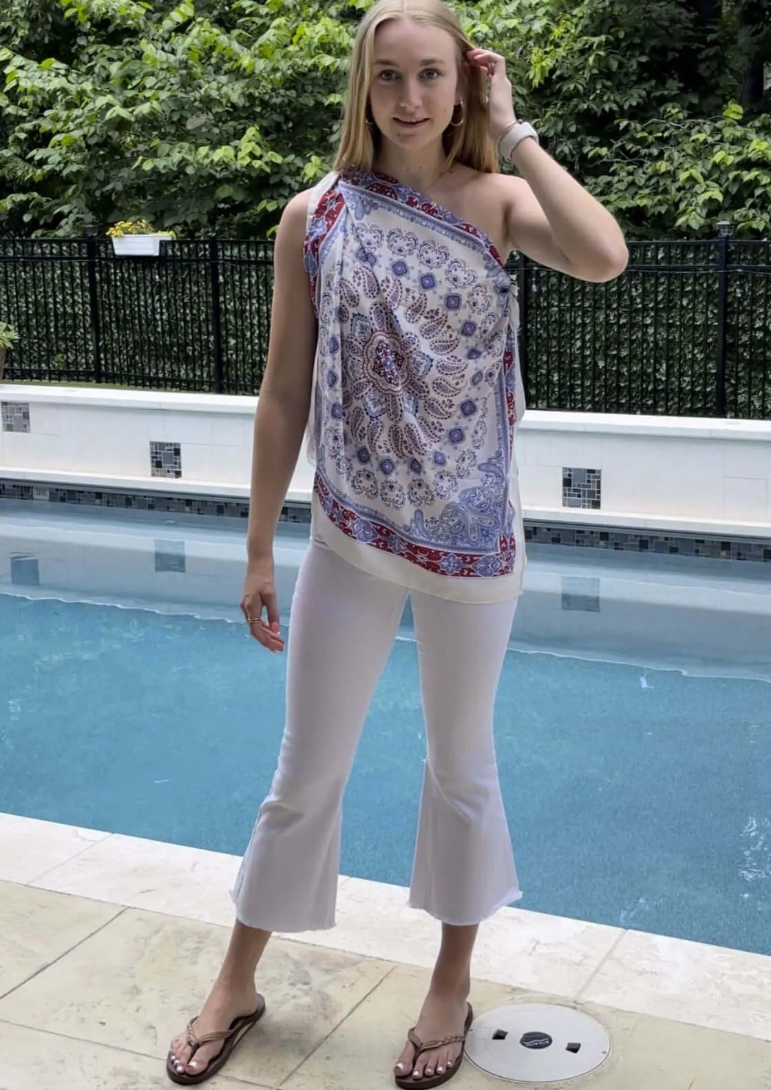 Scarf Print Versatile Summer Top Made in USA - Clearance Final Sale