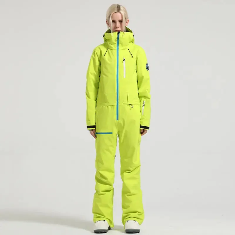 Stylish One-piece Ski Suits Slim Fit Zipper Closure Snowsuits