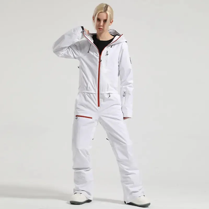 Stylish One-piece Ski Suits Slim Fit Zipper Closure Snowsuits
