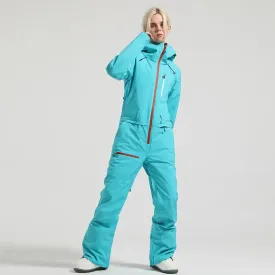 Stylish One-piece Ski Suits Slim Fit Zipper Closure Snowsuits