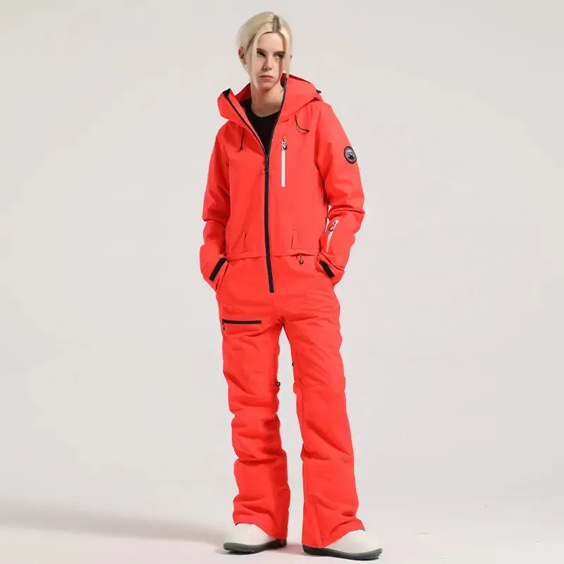 Stylish One-piece Ski Suits Slim Fit Zipper Closure Snowsuits