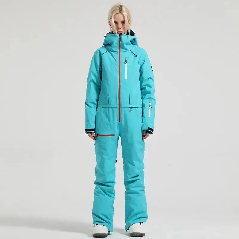 Stylish One-piece Ski Suits Slim Fit Zipper Closure Snowsuits