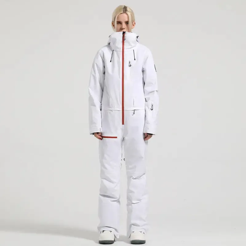 Stylish One-piece Ski Suits Slim Fit Zipper Closure Snowsuits