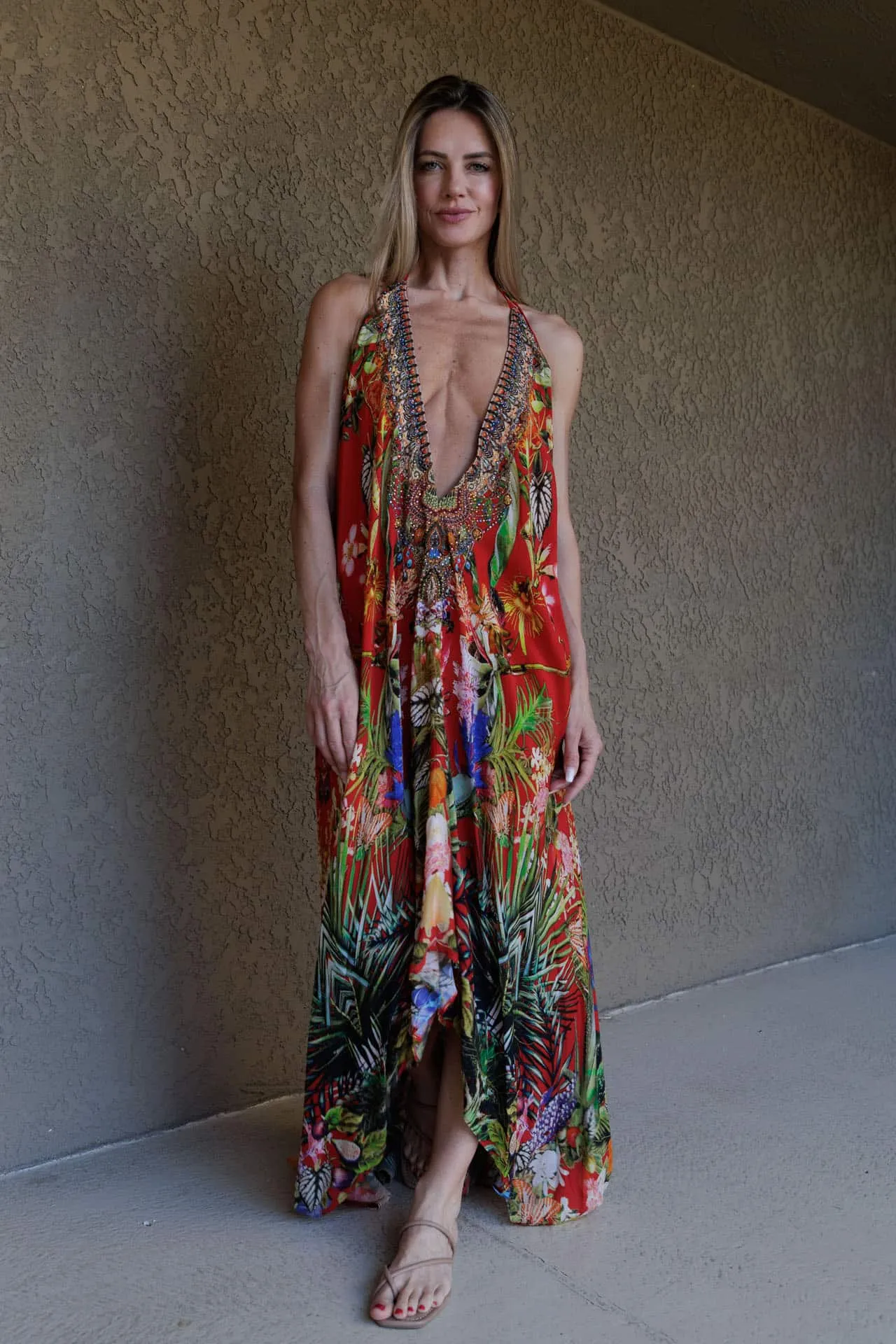Tropical Print Maxi Dress