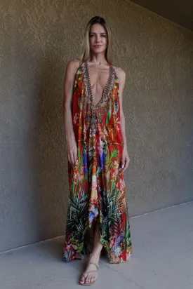 Tropical Print Maxi Dress