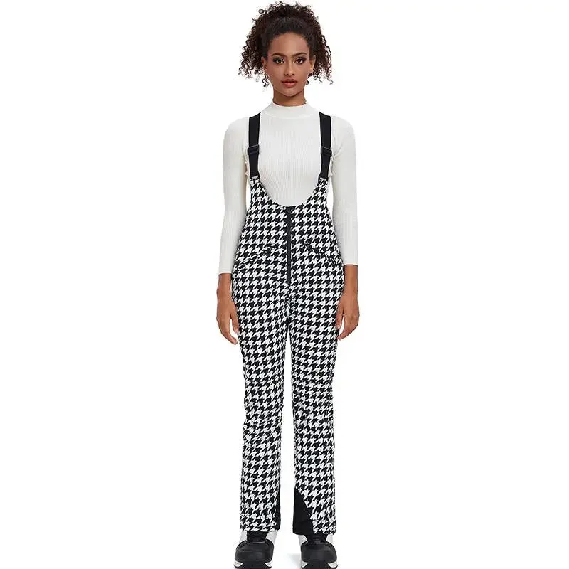 Unique Houndstooth One-piece Ski Jumpsuits Snowsuits